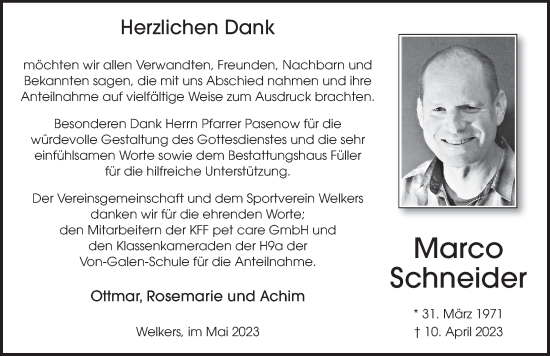 Traueranzeige von Marco Schneider von FZ