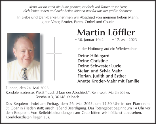 Traueranzeige von Martin Löffler von FZ