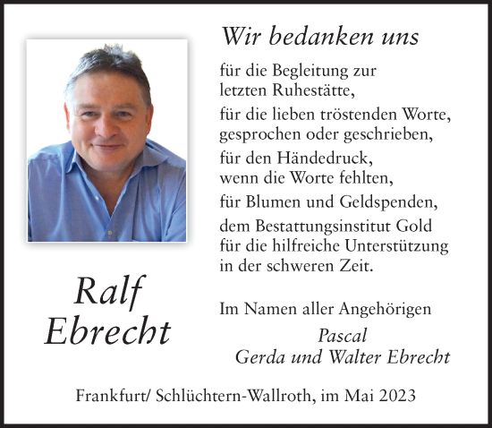 Traueranzeige von Ralf Thomas Ebrecht von FZ