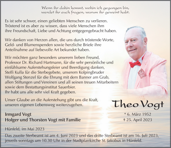 Traueranzeige von Theo Vogt von FZ