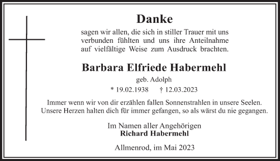 Traueranzeige von Barbara Elfriede Habermehl von FZ