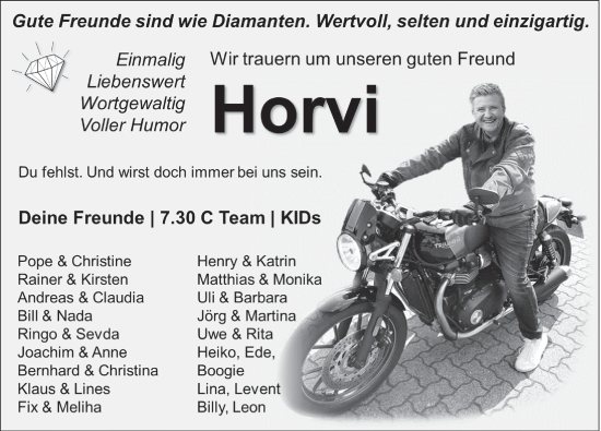 Traueranzeige von Christoph Horvath von FZ