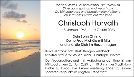Traueranzeige von Christoph Horvath von FZ