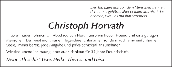 Traueranzeige von Christoph Horvath von FZ