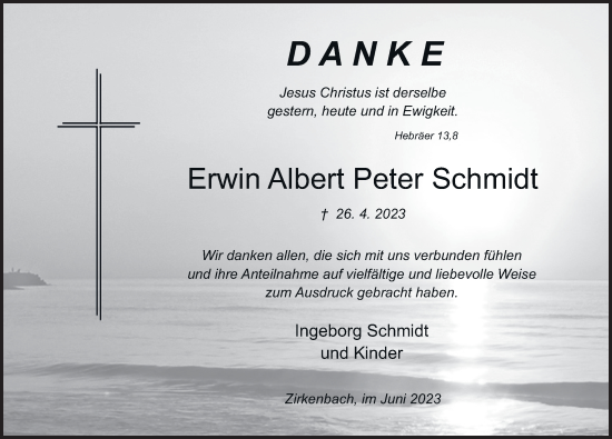 Traueranzeige von Erwin Albert Peter Schmidt von FZ