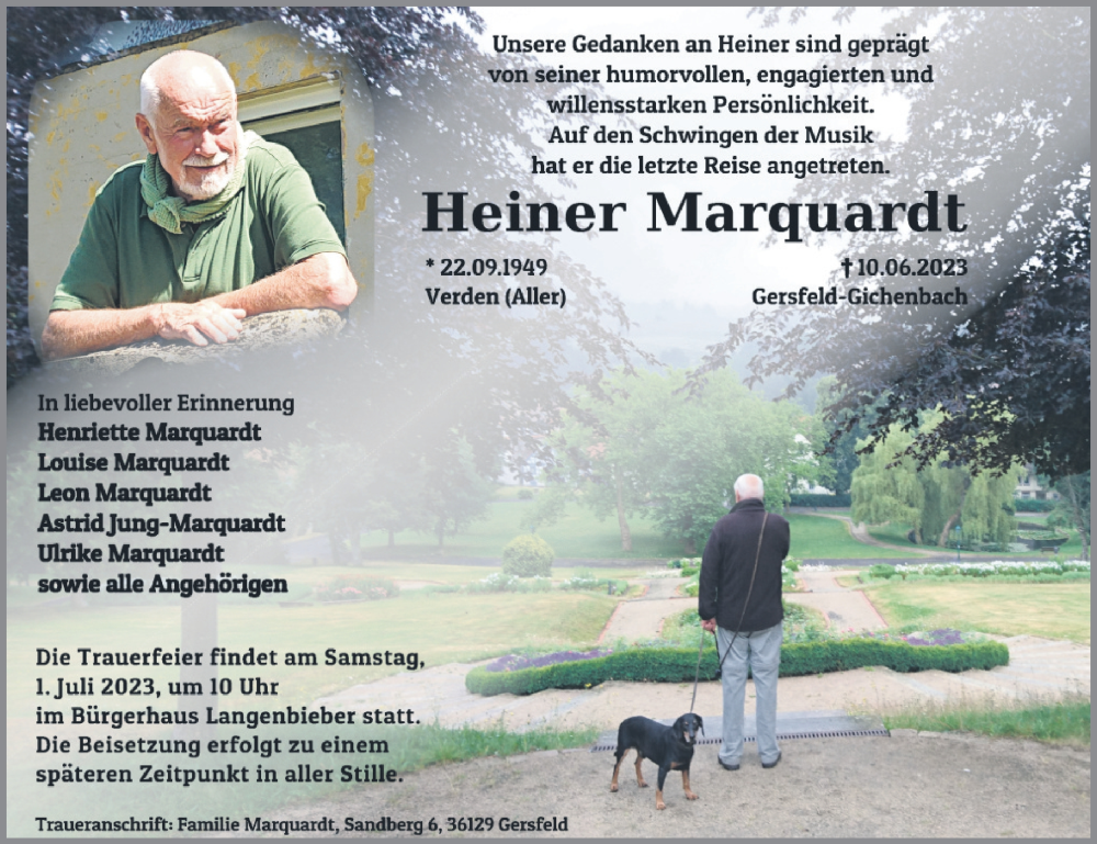  Traueranzeige für Heiner Marquardt vom 19.06.2023 aus FZ