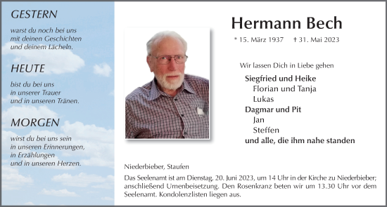 Traueranzeige von Hermann Bech von FZ