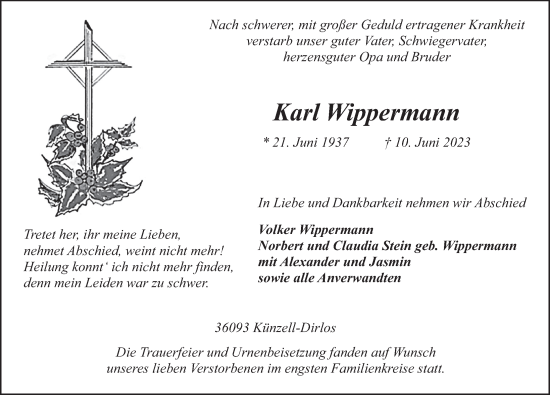 Traueranzeige von Karl Wippermann von FZ