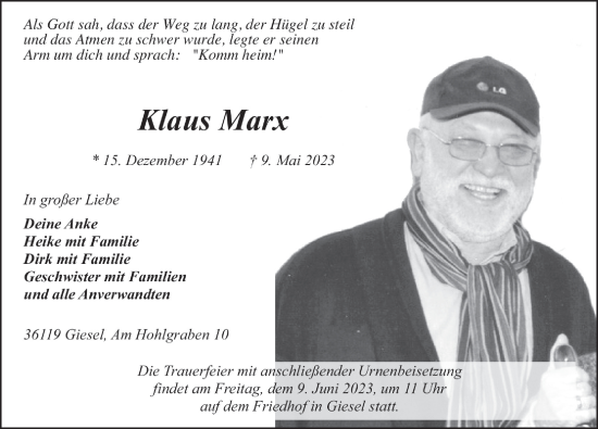 Traueranzeige von Klaus Marx von FZ