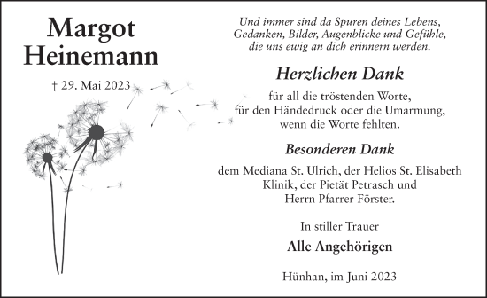 Traueranzeige von Margot Heinemann von FZ