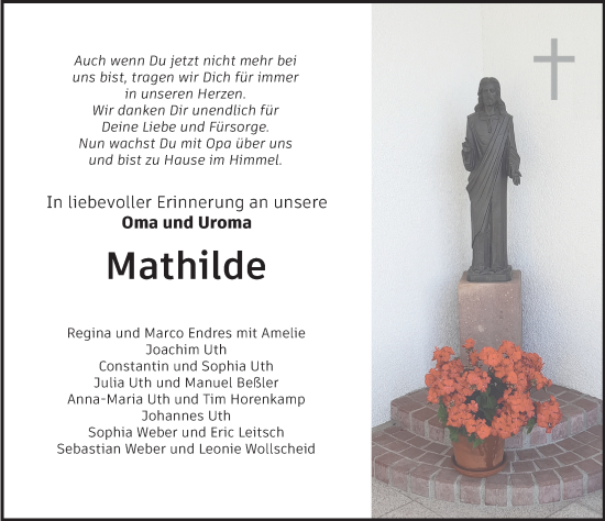 Traueranzeige von Mathilde Weber von FZ
