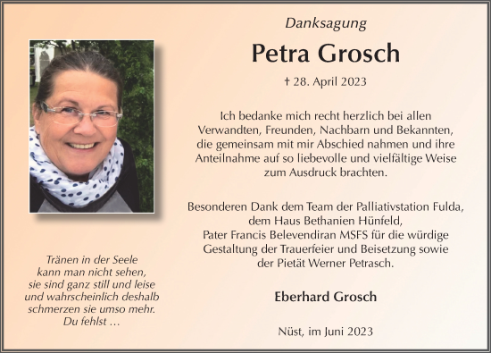 Traueranzeige von Petra Grosch von FZ