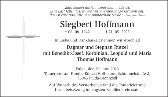 Traueranzeige von Siegbert Hoffmann von FZ