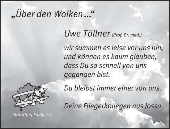 Traueranzeige von Uwe Töllner von FZ