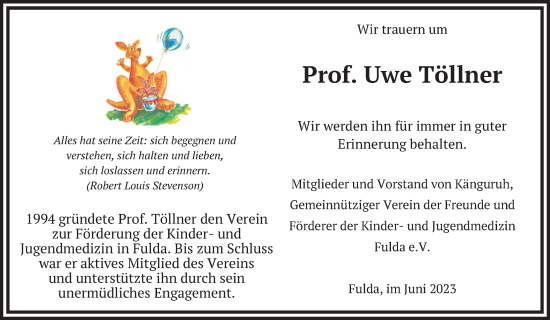 Traueranzeige von Uwe Töllner von FZ