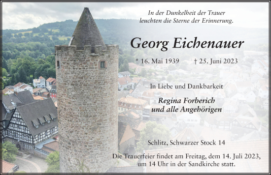 Traueranzeige von Georg Eichenauer von FZ