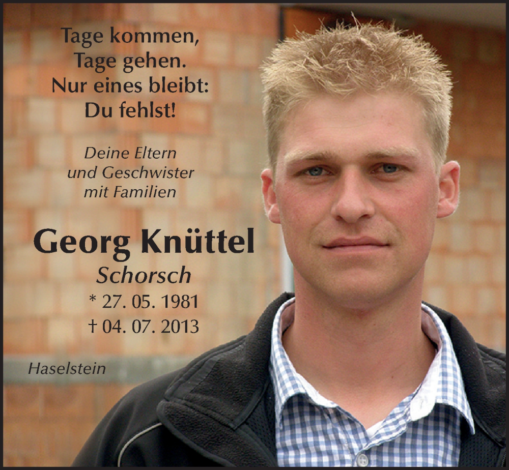  Traueranzeige für Georg Knüttel vom 04.07.2023 aus FZ