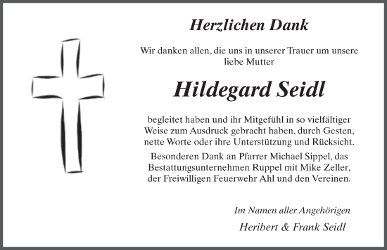 Traueranzeige von Hildegard Seidl von FZ
