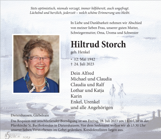 Traueranzeige von Hiltrud Storch von FZ