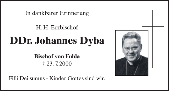 Traueranzeige von Johannes Dyba von FZ