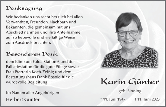Traueranzeige von Karin Günter von FZ