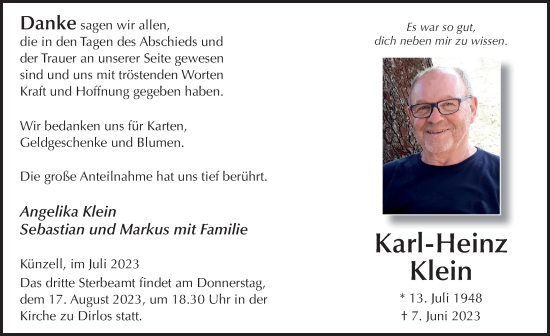 Traueranzeige von Karl-Heinz Klein von FZ
