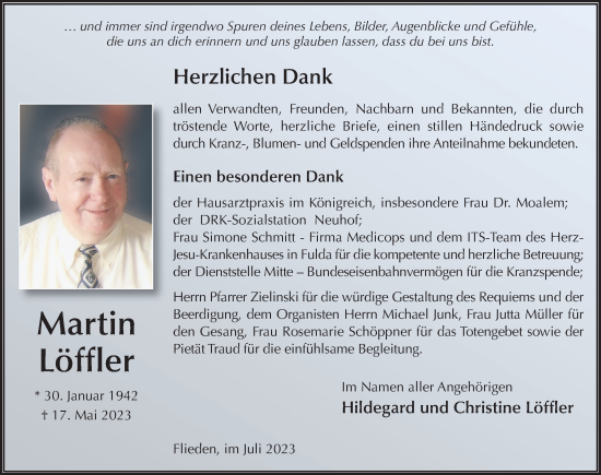 Traueranzeige von Martin Löffler von FZ