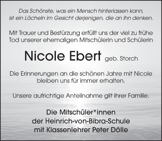 Traueranzeige von Nicole Ebert von FZ