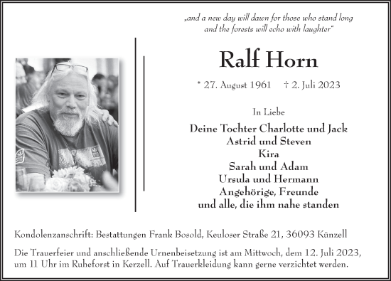 Traueranzeige von Ralf Horn von FZ
