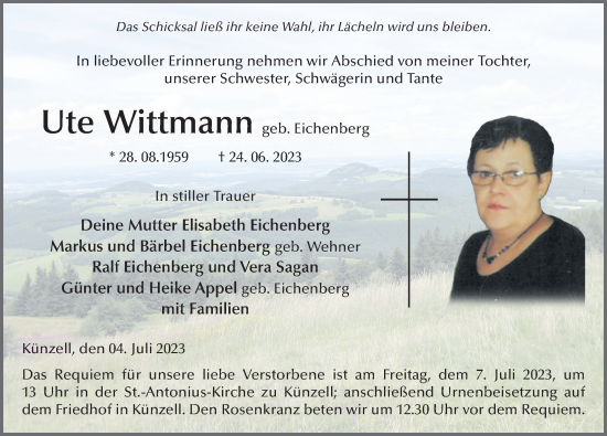Traueranzeige von Ute Wittmann von FZ