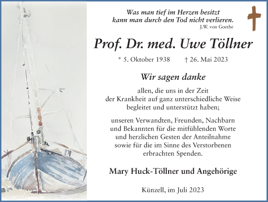 Traueranzeige von Uwe Töllner von FZ