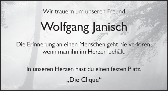 Traueranzeige von Wolfgang Janisch von FZ