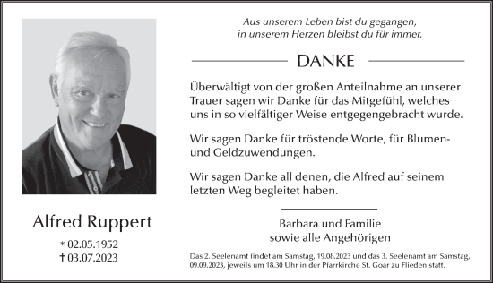 Traueranzeige von Alfred Ruppert von FZ