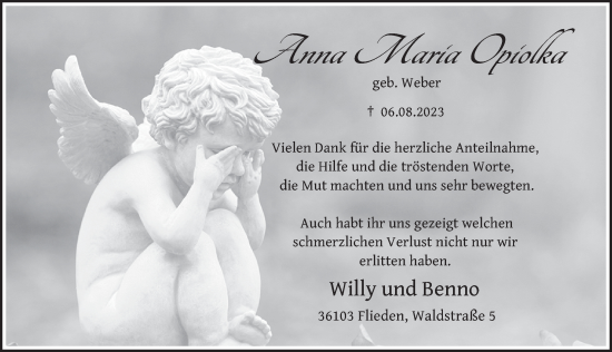 Traueranzeige von Anna Maria Opiolka von FZ