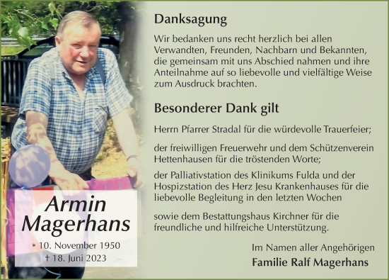 Traueranzeige von Armin Magerhans von FZ