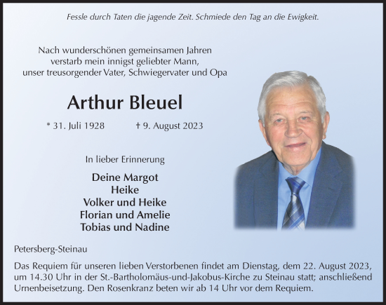 Traueranzeige von Arthur Bleuel von FZ