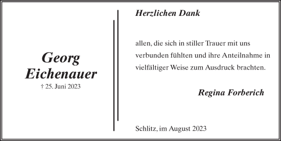 Traueranzeige von Georg Eichenauer von FZ