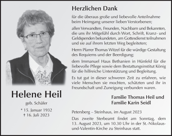 Traueranzeige von Helene Heil von FZ