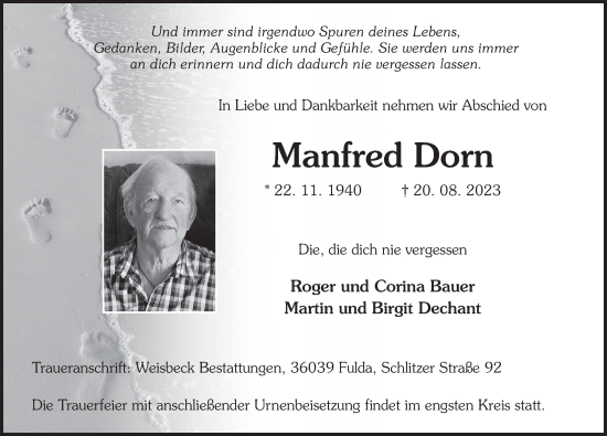 Traueranzeige von Manfred Dorn von FZ