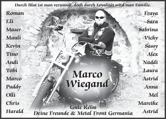 Traueranzeige von Marco Wiegand von FZ