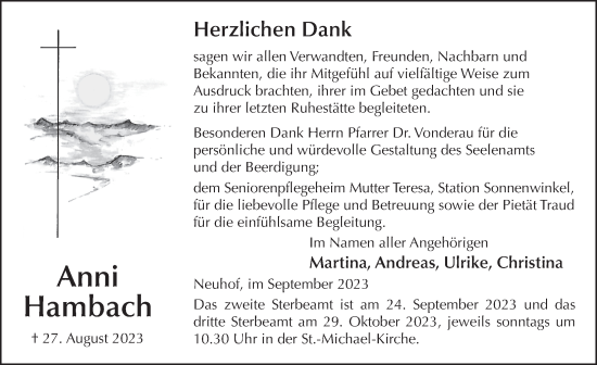 Traueranzeige von Anni Hambach von FZ