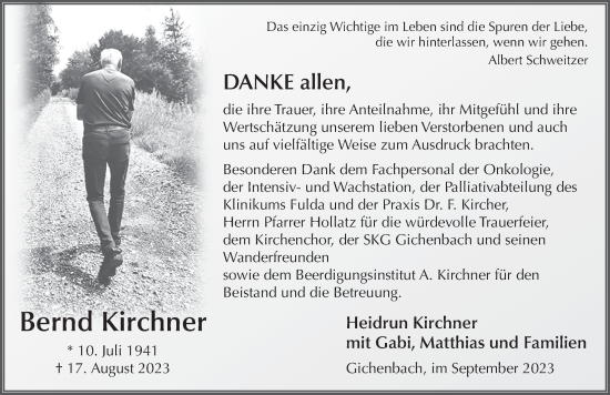 Traueranzeige von Bernd Kirchner von FZ