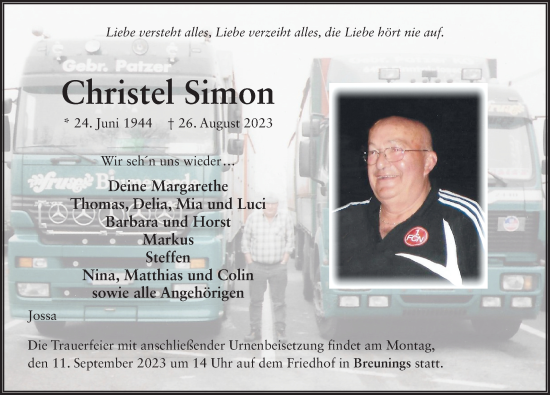 Traueranzeige von Christel Simon von FZ