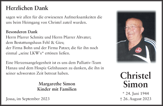 Traueranzeige von Christel Simon von FZ