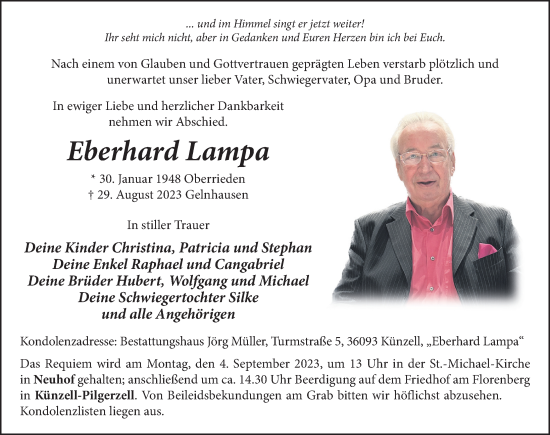 Traueranzeige von Eberhard Lampa von FZ