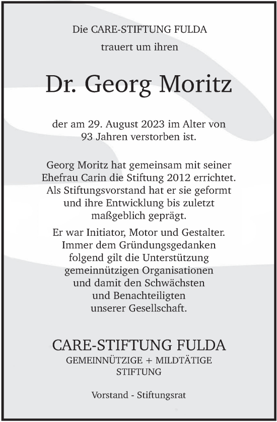 Traueranzeige von Georg Moritz von FZ
