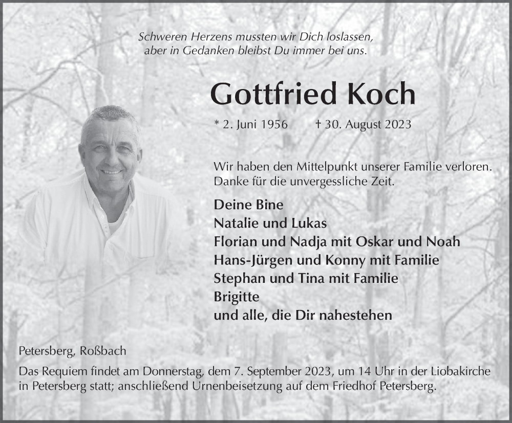  Traueranzeige für Gottfried Koch vom 05.09.2023 aus FZ