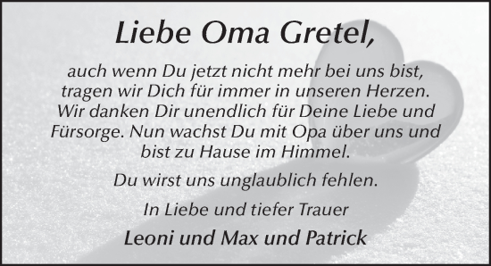 Traueranzeige von Greta Hergenröder von FZ