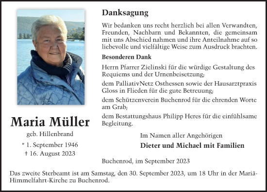 Traueranzeige von Maria Müller von FZ