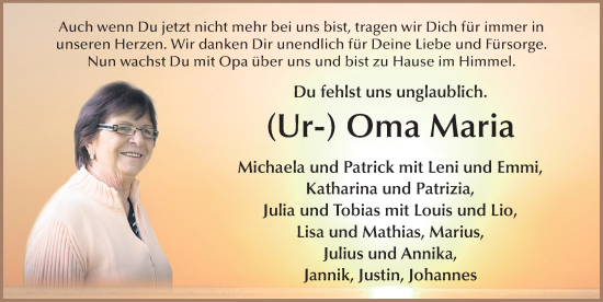 Traueranzeige von Maria Schäfer von FZ
